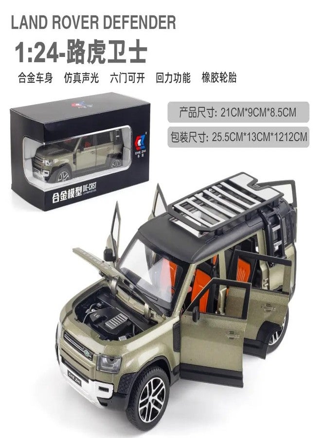 PEZYOX Exclusive Alloy Metal Pull Back Die-cast Car Model with Sound Light Mini Auto Toy for Kids Metal Model Toy Car with Sound and Light (1.24 Scale CAR Defender-Green) - Image 3